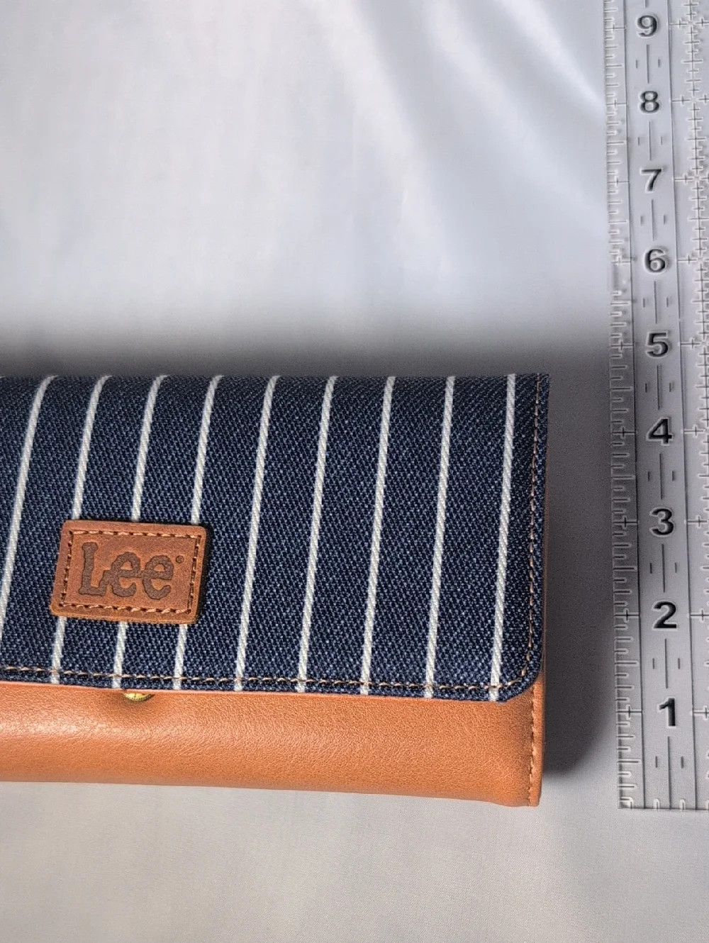 Montana West X Lee Tri-Fold Wristlet Wallet Denim Stripe & Faux Leather